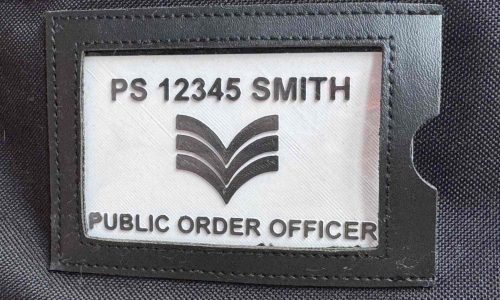 Kit Bag Window for a Public Order Sergeant with Sergeant stripes, inside a kit bag window Kit Bag Window for a Public Order Sergeant with Sergeant stripes, inside a kit bag window