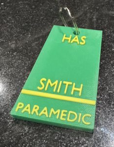 Heartingshire Ambulance Service HAS Paramedic Keyring/BagTag with a customised name